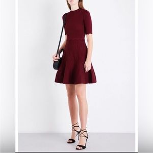 Sandro Scalloped-trim Knitted Dress